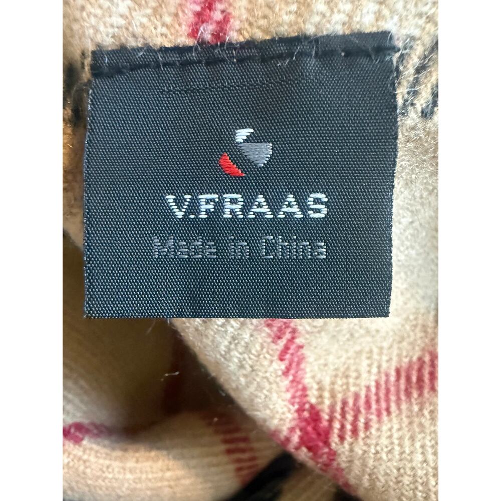 V Fraas Womens Poncho Cape Shawl Wrap One Size Tan Plaid Tartan Acrylic - Picture 4 of 5